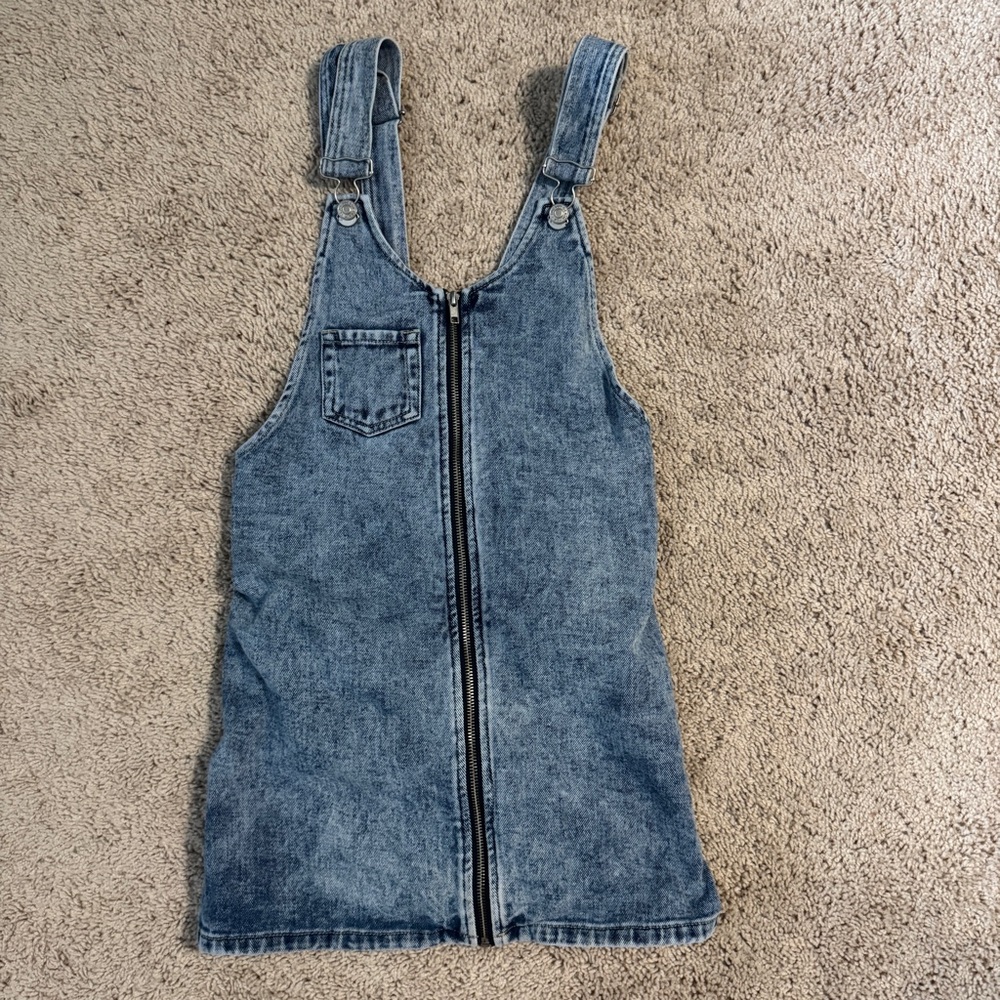 Denim Zip-Front Overall Dress from Pacsun